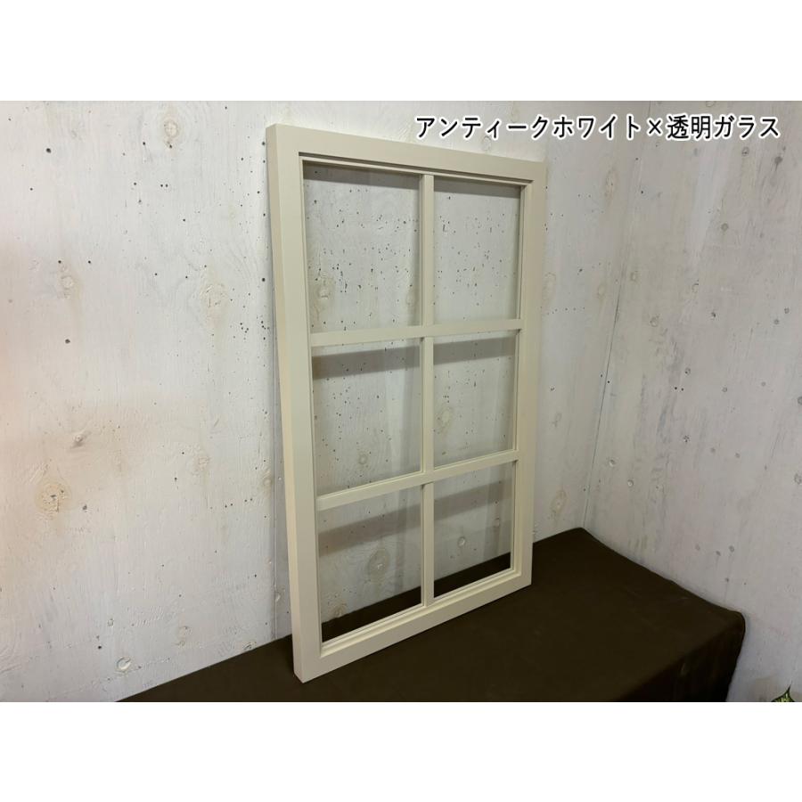 室内窓 両面2×1中桟入り 57×3.5×90cm アンティークホワイト 透明ガラス