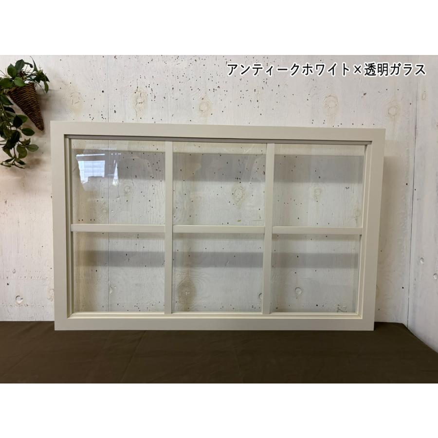 室内窓 両面2×1中桟入り 57×3.5×90cm アンティークホワイト 透明ガラス フィックス窓 飾り窓 FIX窓 木製 ひのき ハンドメイド 受注製作_7