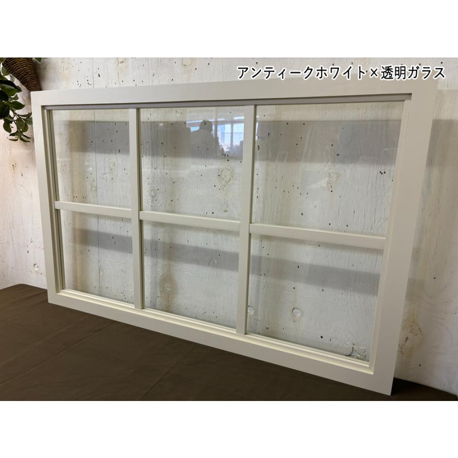 室内窓 両面2×1中桟入り 57×3.5×90cm アンティークホワイト 透明ガラス