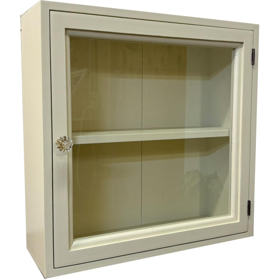 ガラスケース アンティークホワイト 透明ガラス 37×13×37cm 棚板一枚