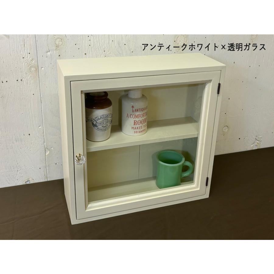 希少　アンティーク　透明ガラス ガラスケース アンティークホワイト 透明ガラス 37×13×37cm 棚板一枚