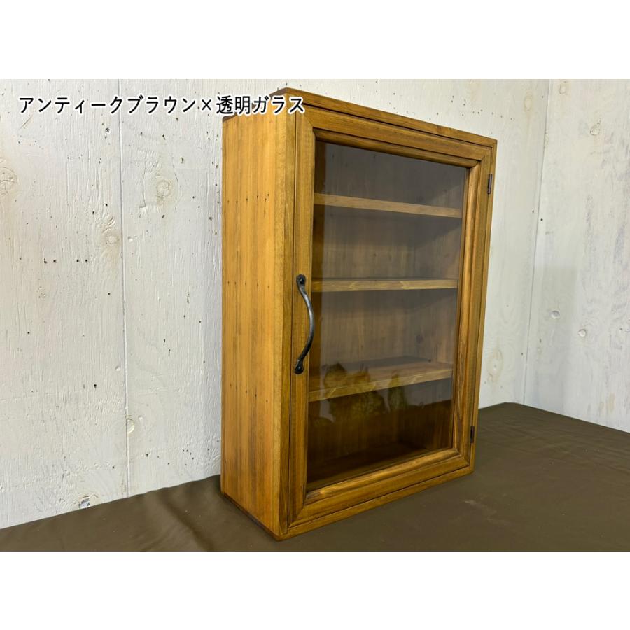 コレクションケース アンティークブラウン 透明ガラス 35×14×48cm 棚板