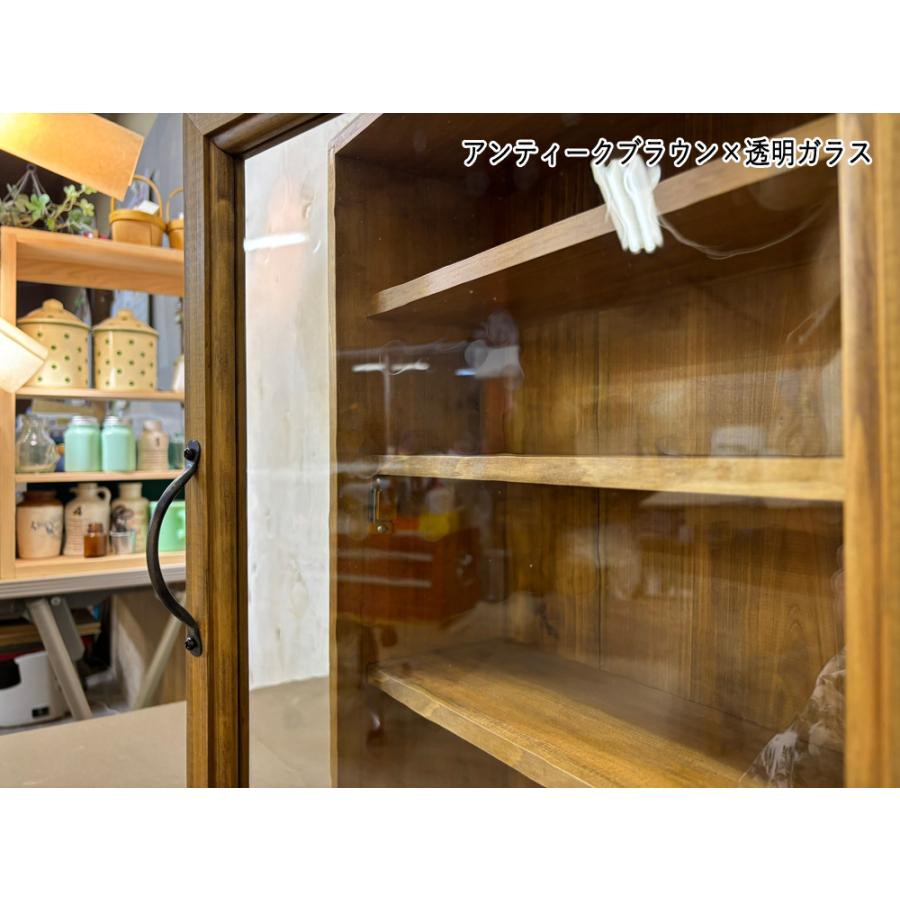 コレクションケース アンティークブラウン 透明ガラス 35×14×48cm 棚板