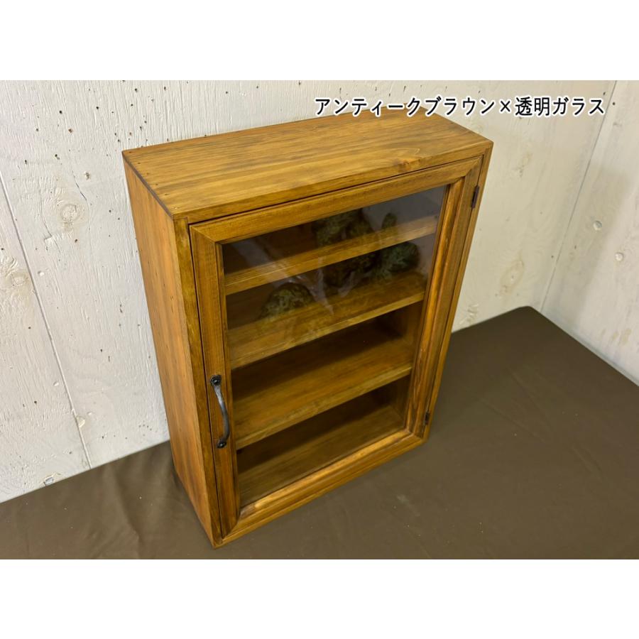 ★直接引き取りのみ アンファン コレクションケース 木製 キュリオケース コレクションケース アンティークブラウン 透明ガラス 35×14×48cm 棚板
