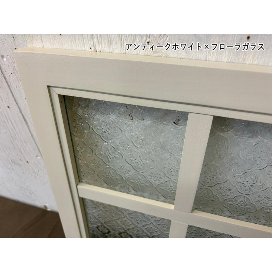 ガラスフレーム アンティークホワイト フローラガラス 室内窓