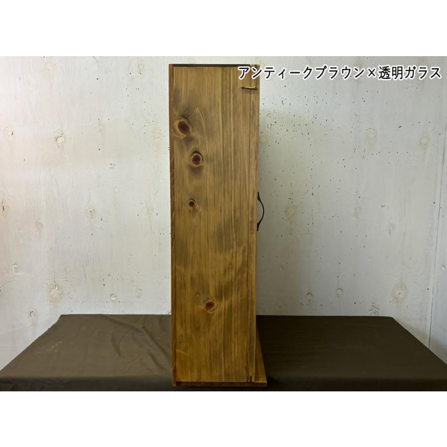 コレクションケース アンティークブラウン 透明ガラス扉 47×23×75cm