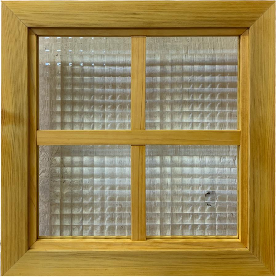 カフェ窓 チェッカーガラス ナチュラル 36×3.5×36cm 片面十字桟入り