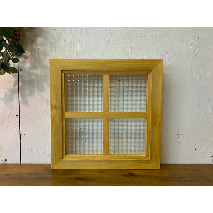 カフェ窓 チェッカーガラス ナチュラル 36×3.5×36cm 片面十字桟入り 室内窓 北欧 木製 ひのき ハンドメイド 受注製作_2