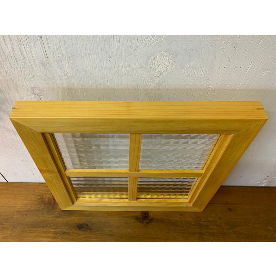 カフェ窓 チェッカーガラス ナチュラル 36×3.5×36cm 片面十字桟入り 室内窓 北欧 木製 ひのき ハンドメイド 受注製作_4
