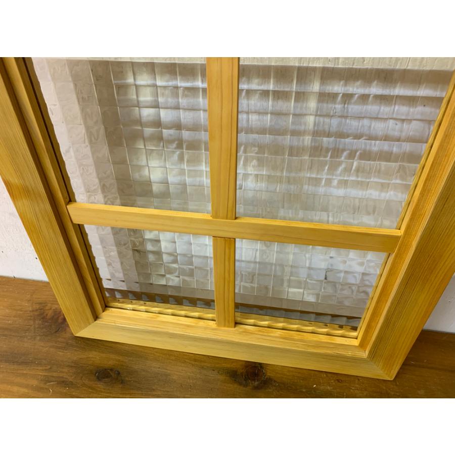 カフェ窓 チェッカーガラス ナチュラル 36×3.5×36cm 片面十字桟入り 室内窓 北欧 木製 ひのき ハンドメイド 受注製作_5