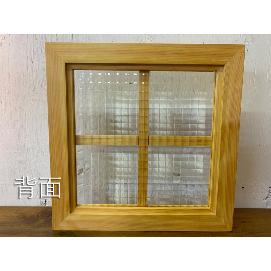 カフェ窓 チェッカーガラス ナチュラル 36×3.5×36cm 片面十字桟入り 室内窓 北欧 木製 ひのき ハンドメイド 受注製作_6
