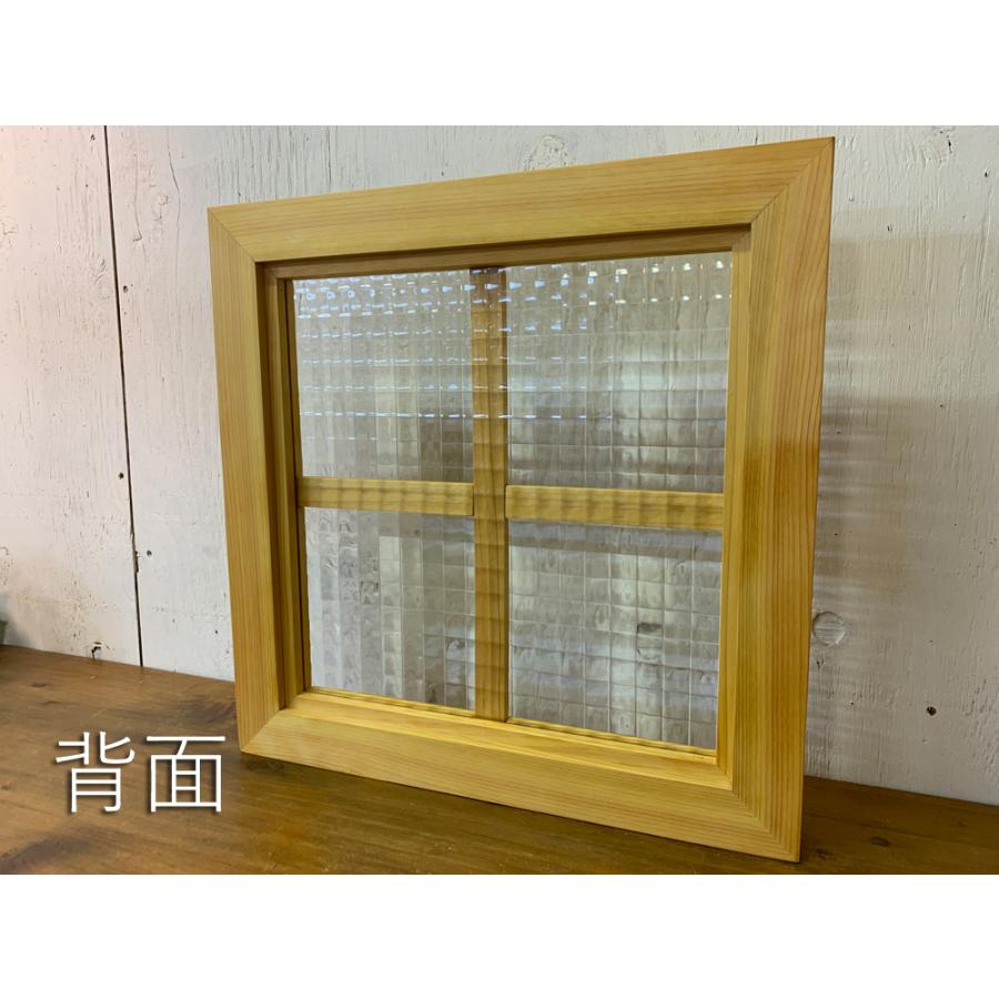 カフェ窓 チェッカーガラス ナチュラル 36×3.5×36cm 片面十字桟入り 室内窓 北欧 木製 ひのき ハンドメイド 受注製作_7