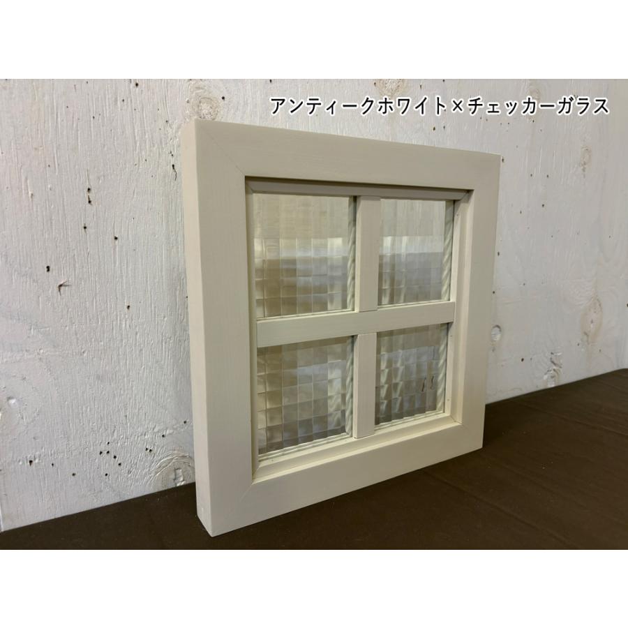 FIX窓 アンティークホワイト チェッカーガラス 室内窓 両面桟入り 30