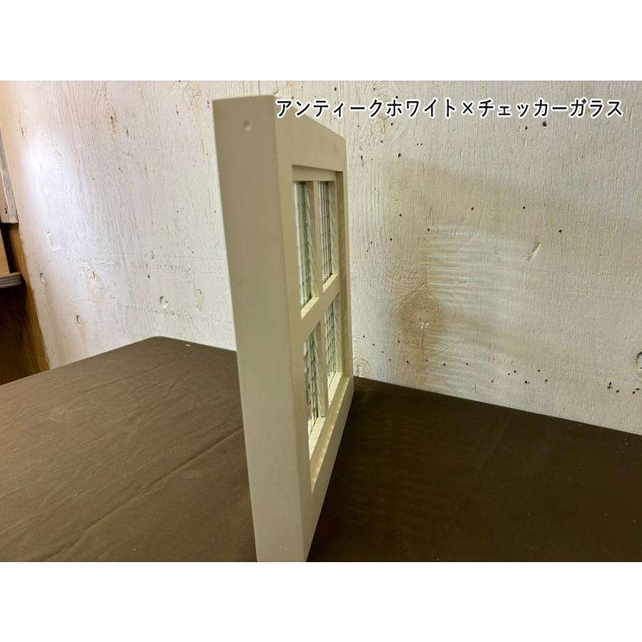 FIX窓 アンティークホワイト チェッカーガラス 室内窓 両面桟入り 30