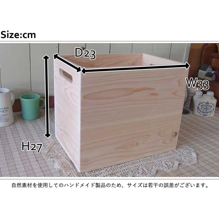 ウッドボックス 木箱 無塗装白木 33×23×27cm 木製 ヒノキ ハンドメイド 受注製作｜angelsdust｜02