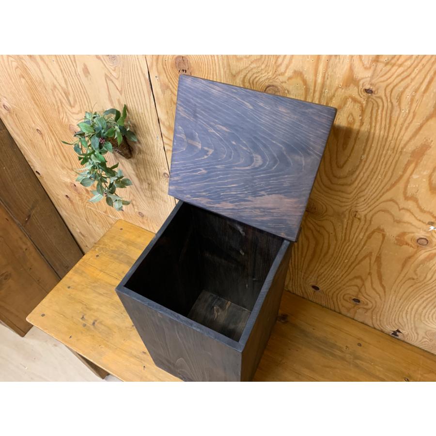 ダストボックス ダークブラウン 27×28×53cm ふた・つまみ付き