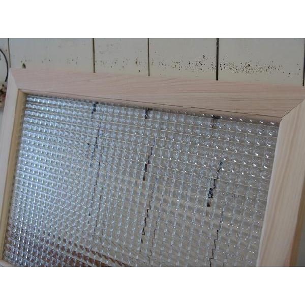 ガラスフレーム FIX窓 室内窓 カフェ窓 チェッカーガラス窓 片面仕様 40×2×60ｃｍ 無塗装白木 受注製作_4