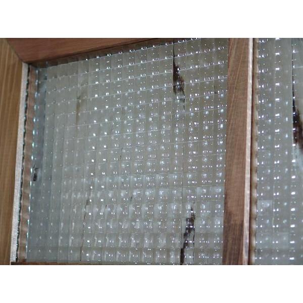 ガラスフレーム FIX窓 室内窓 カフェ窓 木製 ひのき チェッカーガラス 両面桟入り 50×60cm・厚み2.5cm （アンティークブラウン）受注製作｜angelsdust｜06