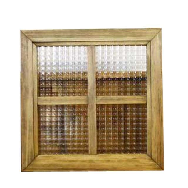 カフェ窓 フィックス窓 チェッカーガラス アンティークブラウン 36×3.5×36cm 採光窓 片面十字桟入り 北欧 木製 ひのき受注製作