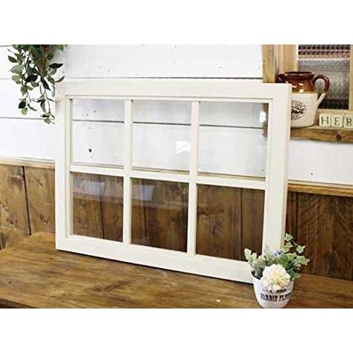 カフェ窓 透明ガラス 両面桟入り 52x72cm・厚み3.5cm アンティーク