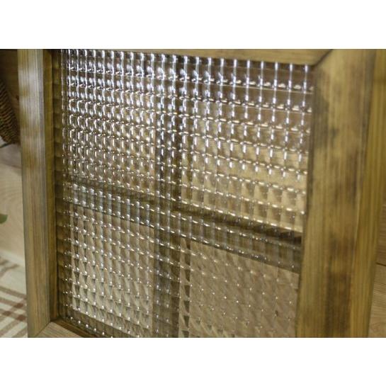 室内窓 チェッカーガラス 38×3.5×37cm アンティークブラウン 片面十字桟入り 北欧 木製 ひのき ハンドメイド 受注製作_5