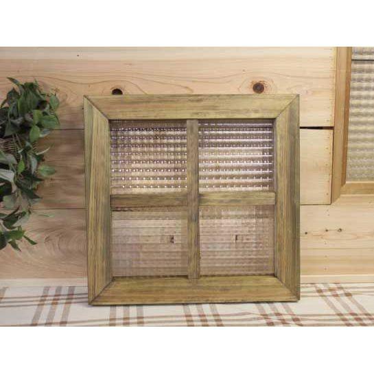 室内窓 チェッカーガラス 38×3.5×37cm アンティークブラウン 片面十字桟入り 北欧 木製 ひのき ハンドメイド 受注製作_6
