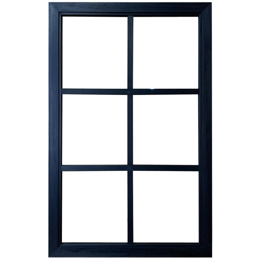 室内窓 飾り窓 透明ガラス 両面桟入り 57×3.5×90cm ブラックステイン 木製 ヒノキ ハンドメイド 受注製作