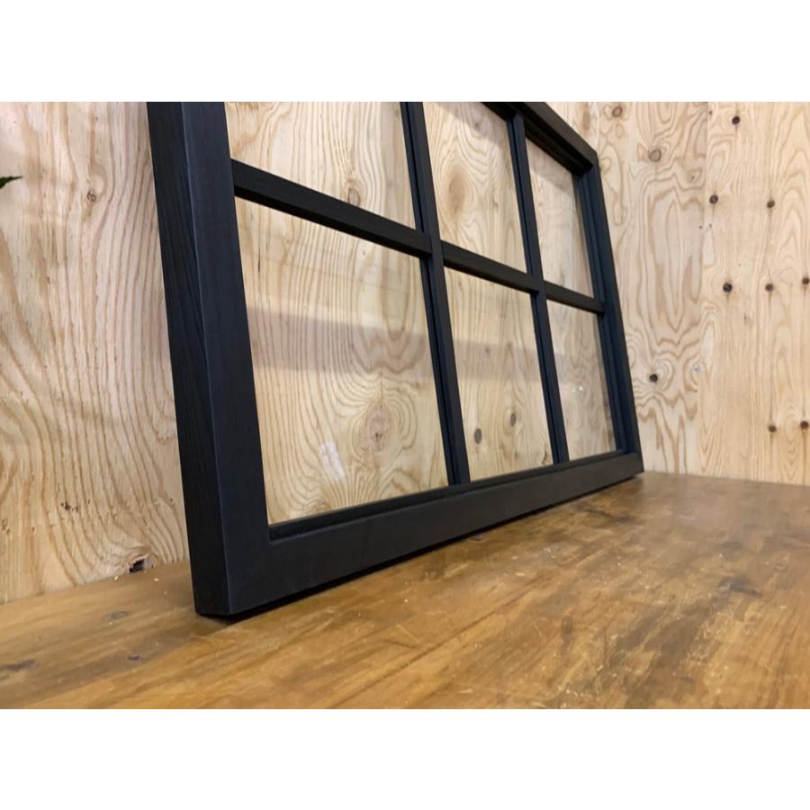 室内窓 飾り窓 透明ガラス 両面桟入り 57×3.5×90cm ブラックステイン
