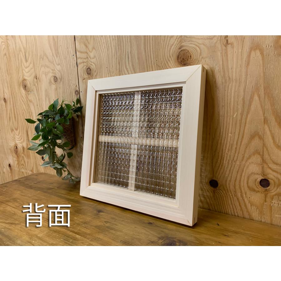 フィックス窓 クロスガラス 室内窓 片面十字桟入り 36×3.5×36cm 無塗装