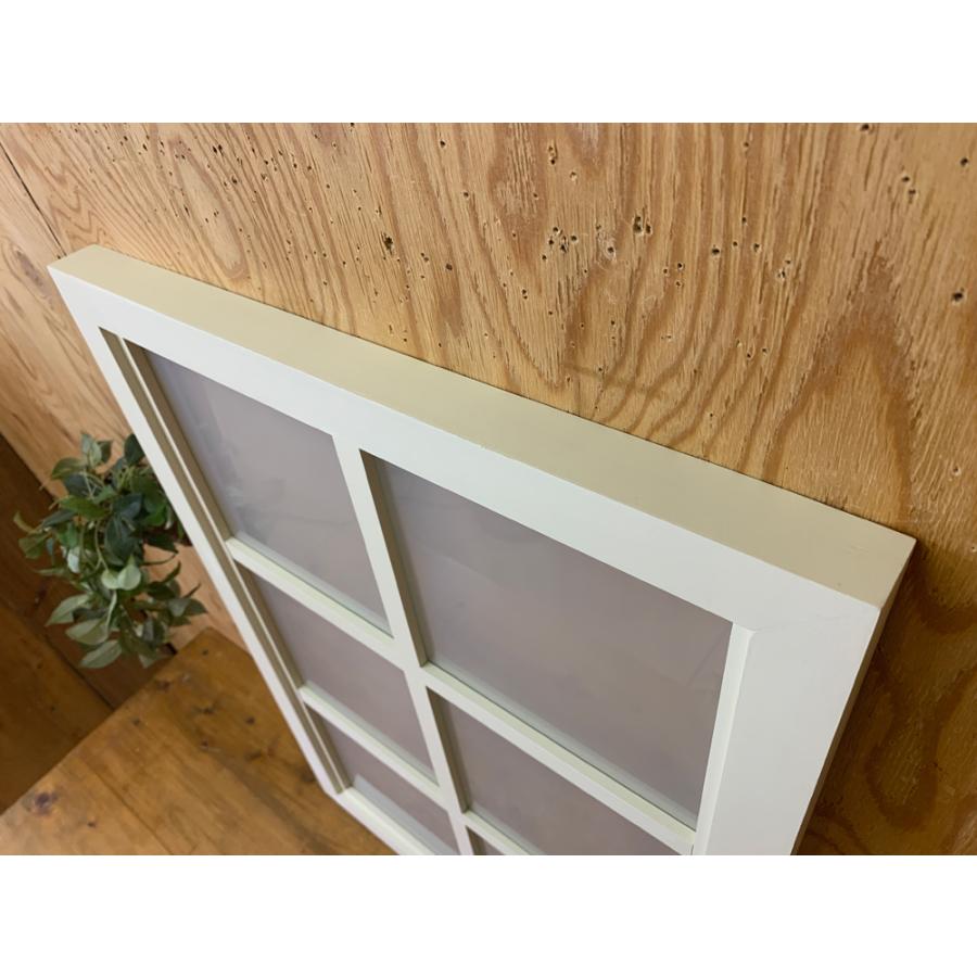 フィックス窓 すりガラス アンティークホワイト 50×3.5×70cm 両面桟