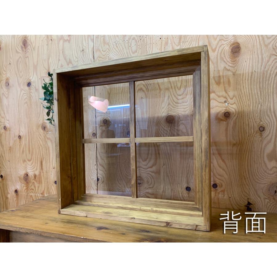フィックス窓 透明ガラス アンティークブラウン 60×14×60cm 両面桟入り