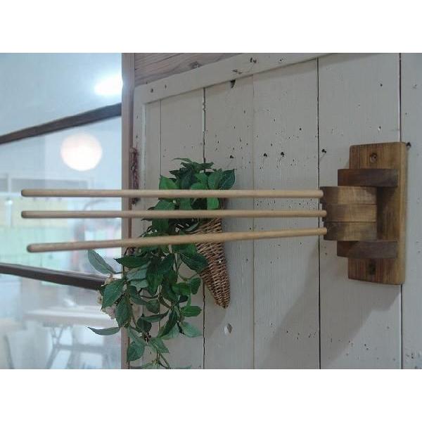 アンティーク　キッチン布巾掛け ふきんかけ 3本タイプ アンティークブラウン w8d33h16cm シンプル