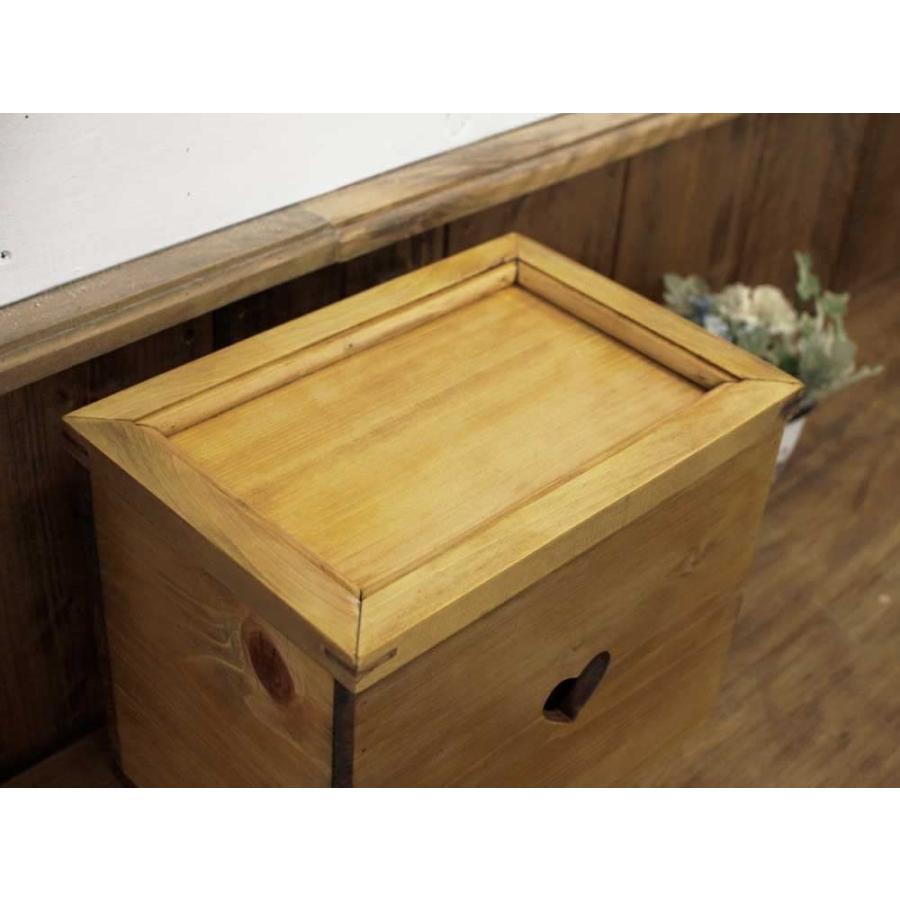 収納ボックス ハート 木製蓋 25×16×20cm アンティークブラウン 木製 ひのき ハンドメイド 受注製作｜angelsdust｜05
