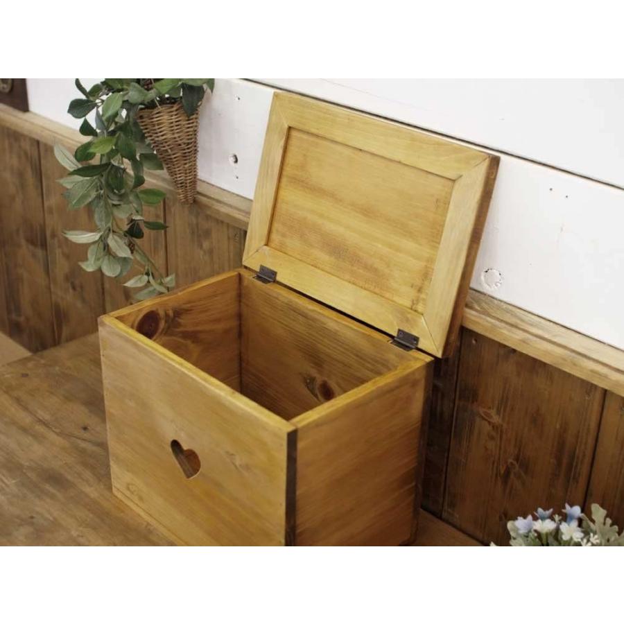 収納ボックス ハート 木製蓋 25×16×20cm アンティークブラウン 木製 ひのき ハンドメイド 受注製作｜angelsdust｜06
