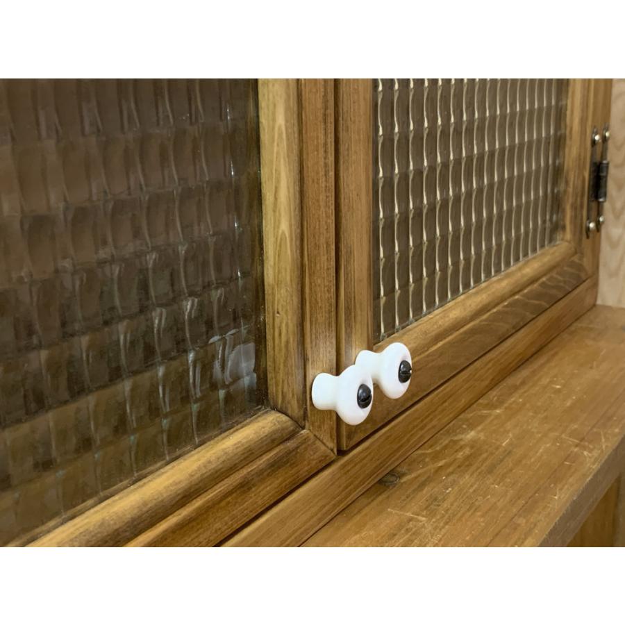 吊り戸棚 キャビネット 吊戸棚 チェッカーガラス アンティークブラウン