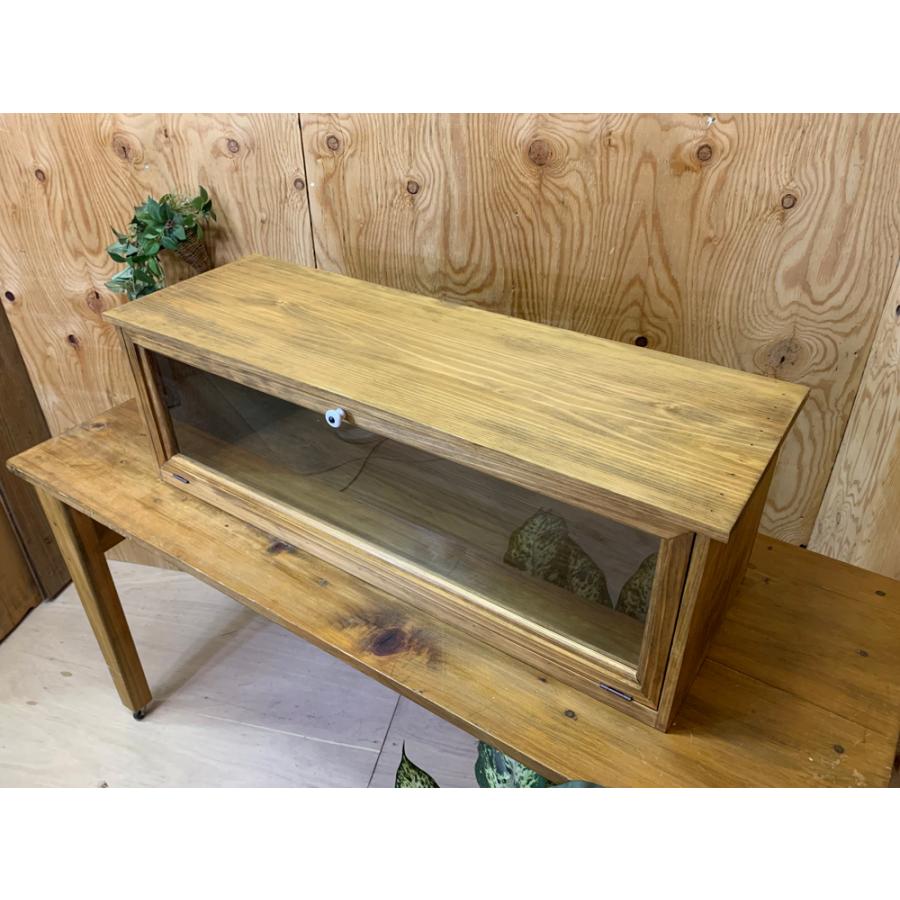 木製ガラスキャビネット ブラウン　引き取りのみ 木製ガラスキャビネット(モクセイガラスキャビネット)/Rustic