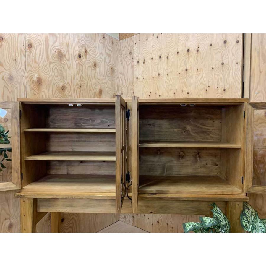 吊り棚　アンティーク 吊り戸棚 桟入り 透明ガラス扉 アンティークブラウン 120×30×50cm