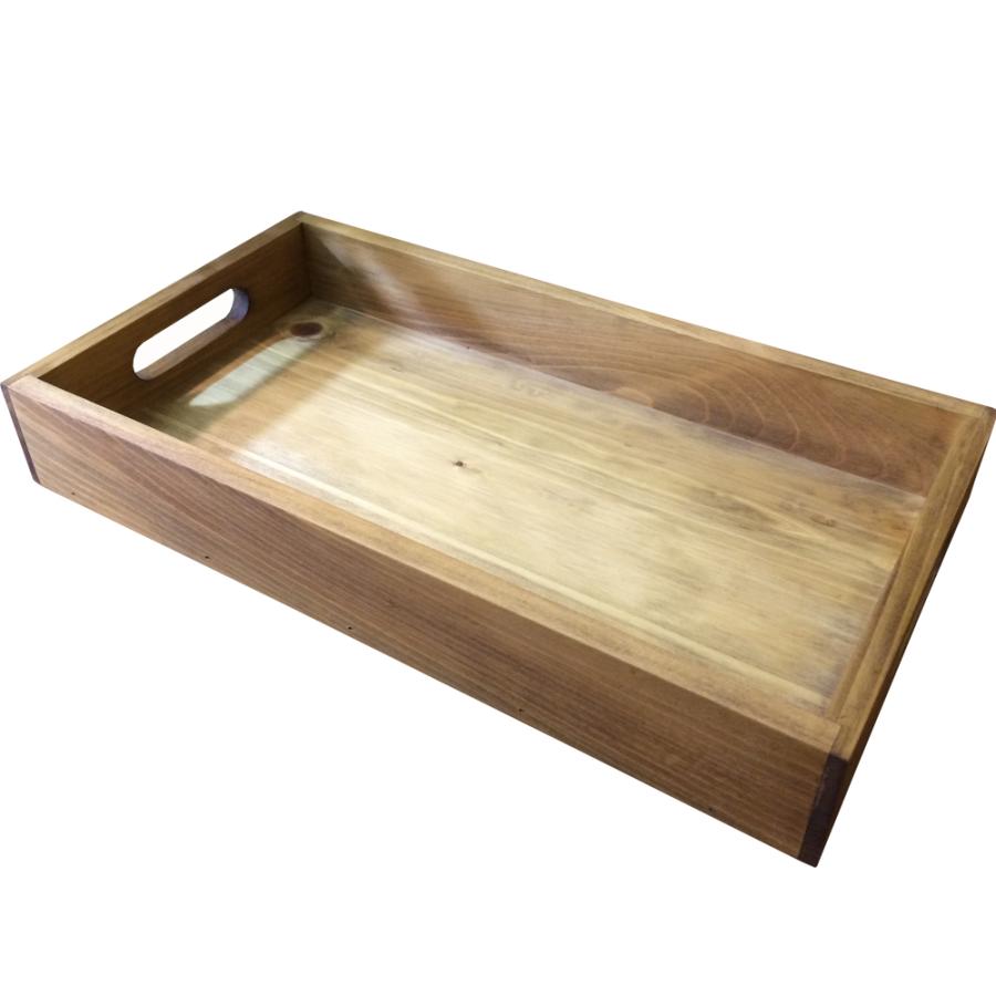 トレイ BOX型 アンティークブラウン 37×20×5.5cm 木製底 木製 ひのき ハンドメイド 受注製作｜angelsdust