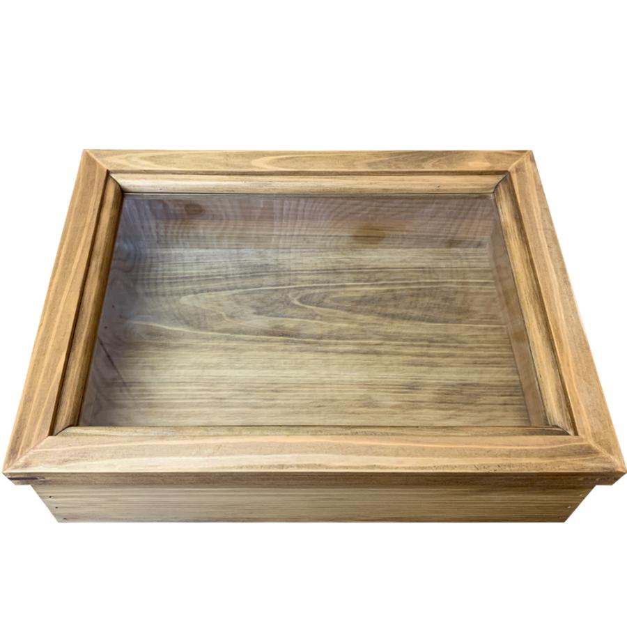ディスプレイケース アンティークブラウン 30×22×10cm 透明ガラス 傾斜