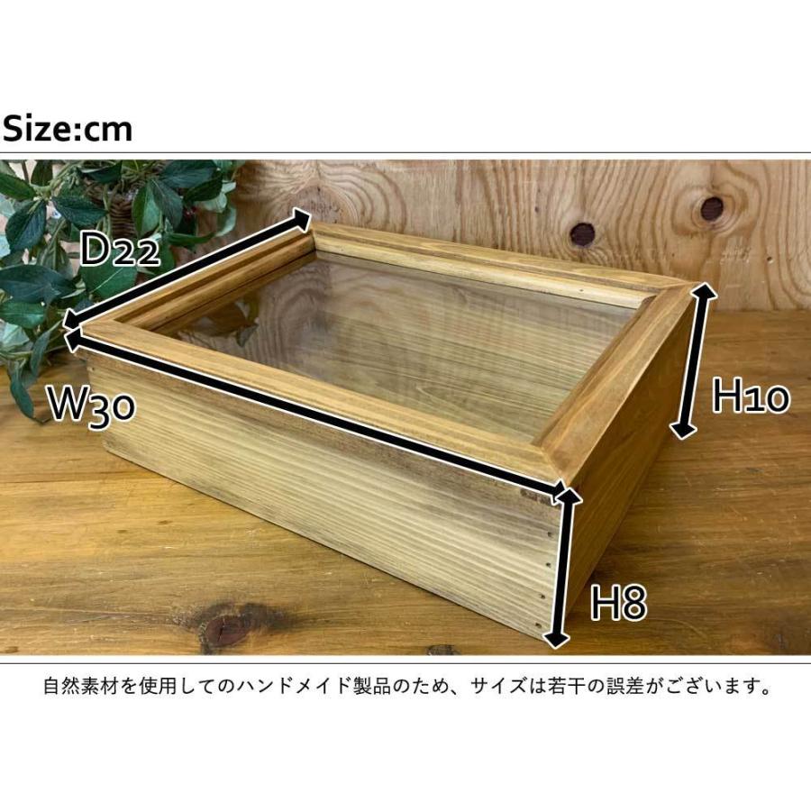 ディスプレイケース アンティークブラウン 30×22×10cm 透明ガラス 傾斜