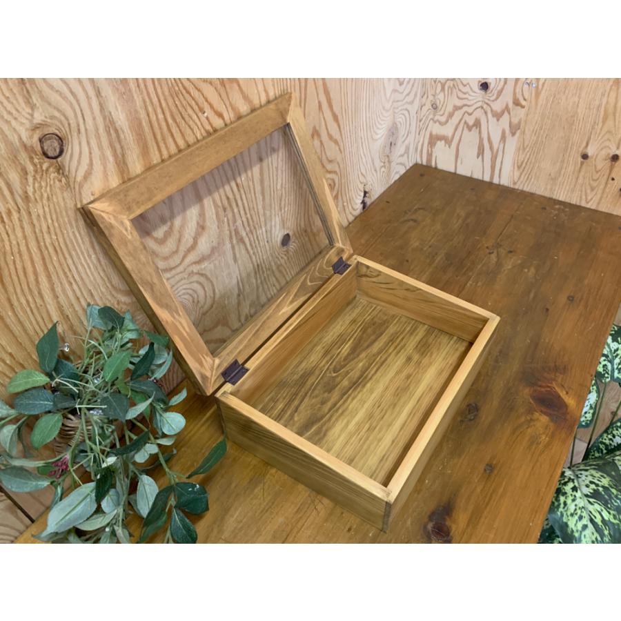 ディスプレイケース アンティークブラウン 30×22×10cm 透明ガラス 傾斜