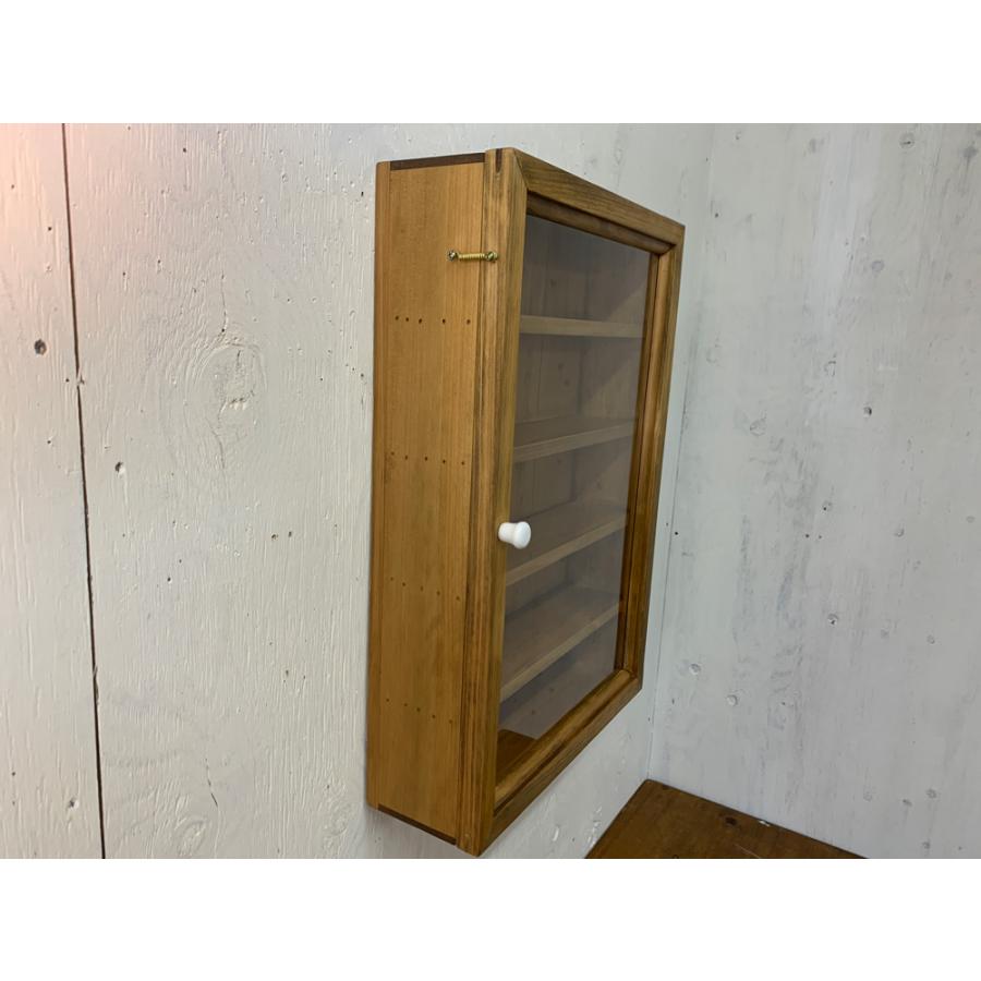 コレクションケース 透明ガラス扉 アンティークブラウン 32×10×46cm 棚