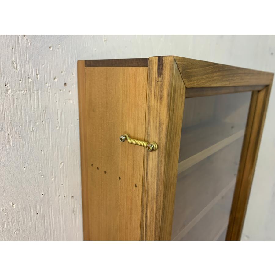 コレクションケース 透明ガラス扉 アンティークブラウン 32×10×46cm 棚