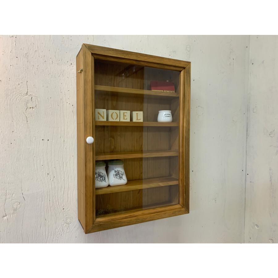 コレクションケース 透明ガラス扉 アンティークブラウン 32×10×46cm 棚