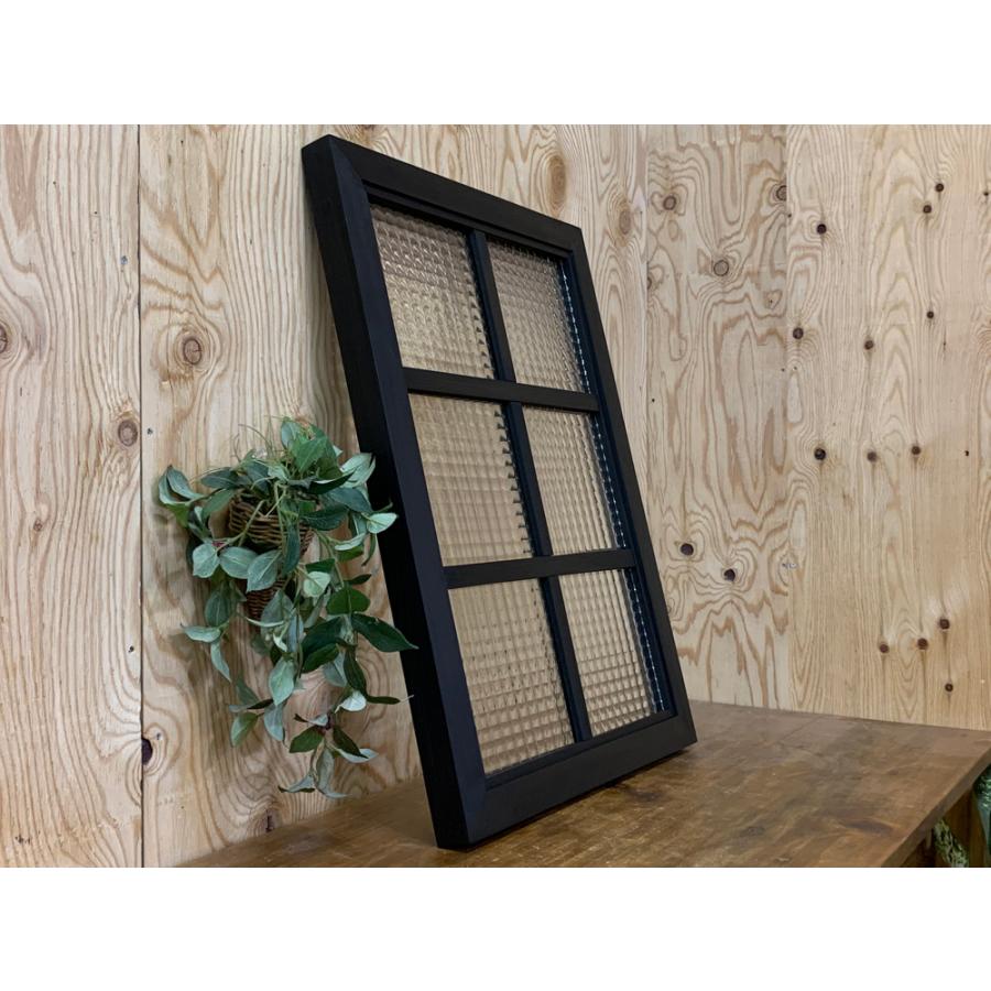 稀少　チェッカーガラス　木製フレームの間仕切り　ヴィンテージ　カフェ風インテリア ガラスフレーム チェッカーガラス 両面仕様桟入り 45×3.5×60cm