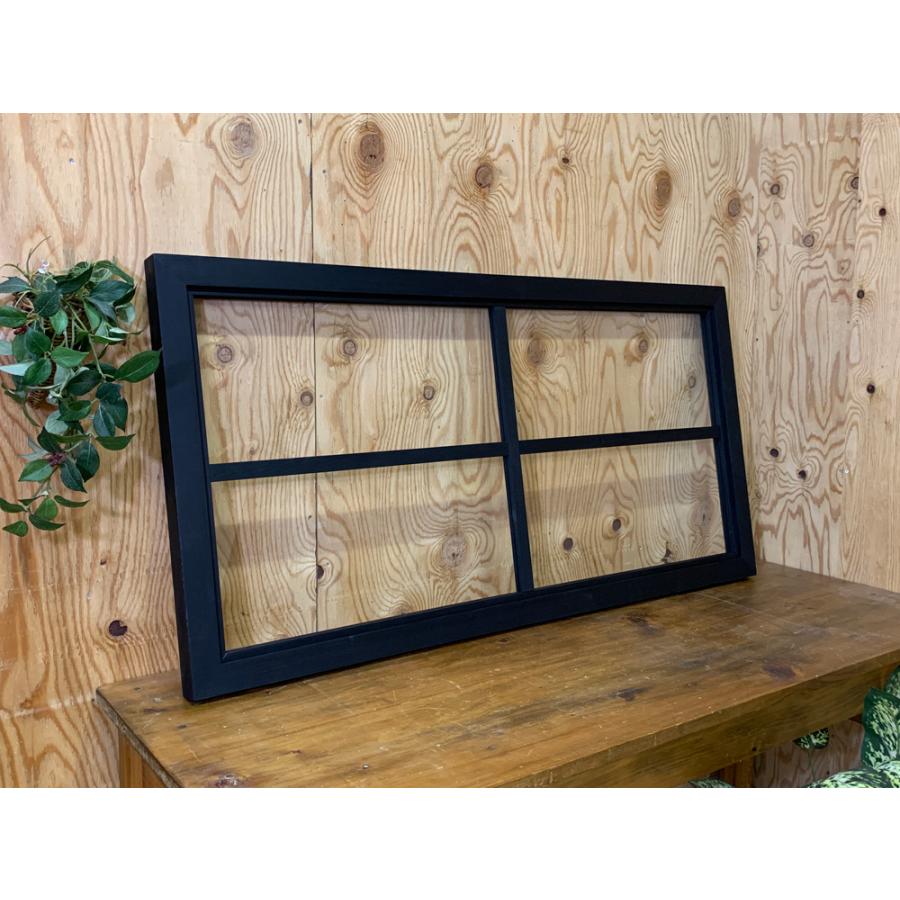 室内窓 透明ガラス ブラックステイン 100×3.5×50cm 両面桟入り 木製 ひのき ハンドメイド 受注製作_2