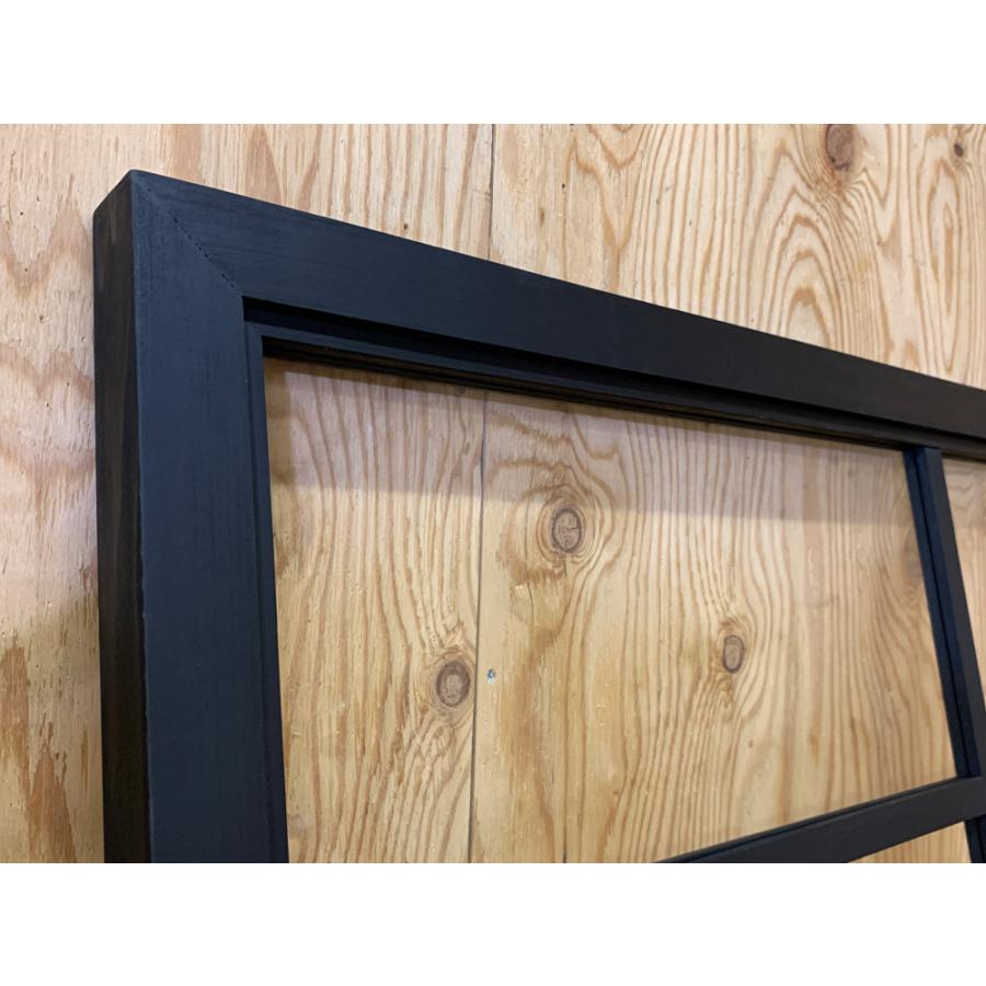室内窓 透明ガラス ブラックステイン 100×3.5×50cm 両面桟入り 木製 ひのき ハンドメイド 受注製作_3