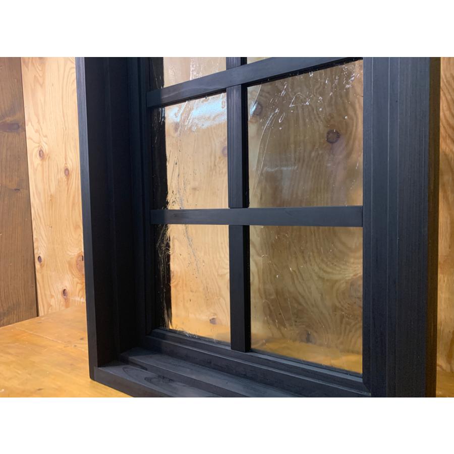 フィックス窓 木製 ひのき 採光窓 無塗装白木 チェッカーガラスの室内窓 フィックス窓 30×60cm 厚み3.5cm 北欧 受注製作 - 4