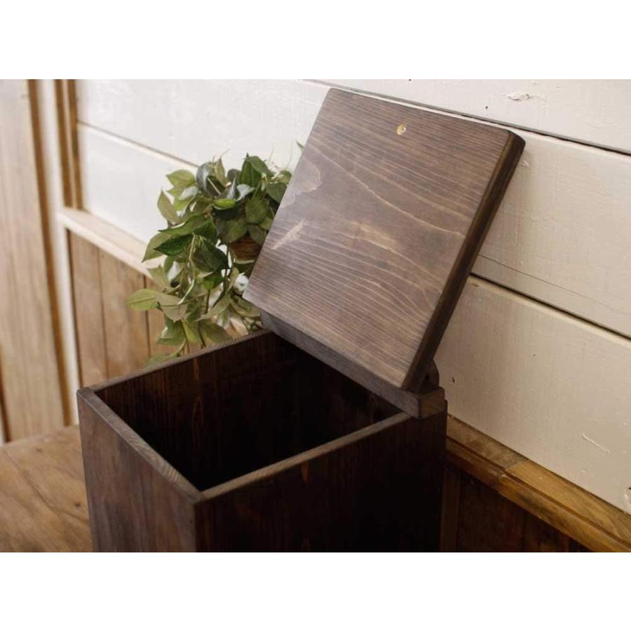 ダストボックス ふた・真鍮つまみ付き ごみ箱 ミニサイズ 23×23×37cm