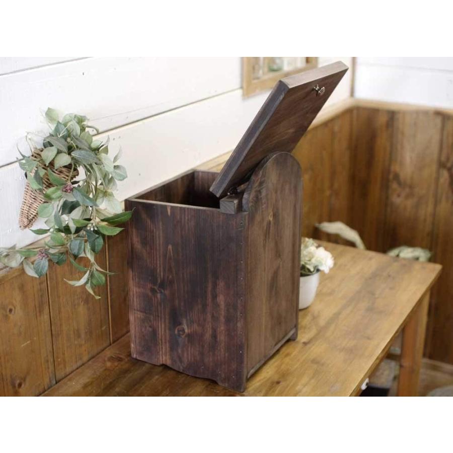 ダストボックス ふた・真鍮つまみ付き ごみ箱 ミニサイズ 23×23×37cm